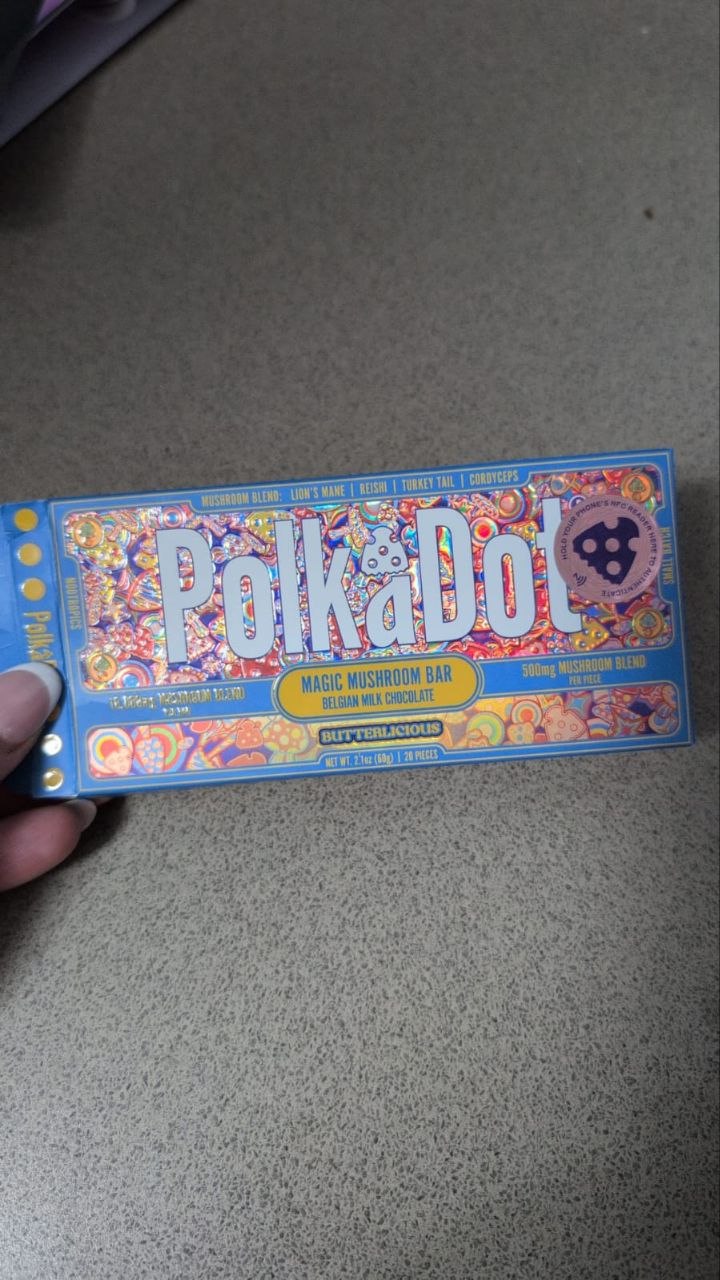 Polkadot Amanita Muscaria Mushroom Chocolate Bar